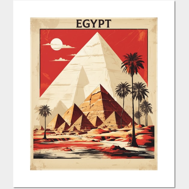 Pyramids of Giza Egypt Vintage Tourism Poster Wall Art by TravelersGems